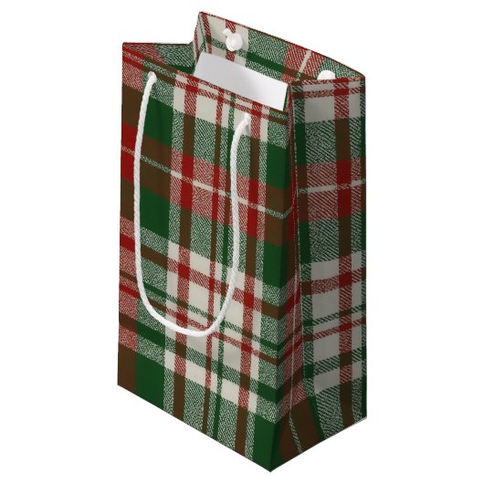 Classic Christmas Plaid Klein Cadeauzakje (Voorkant Gekanteld)