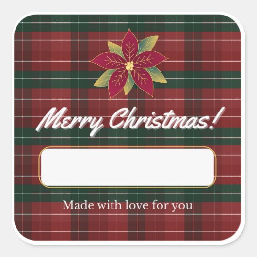 Classic Christmas Plaid Label Sticker (Voorkant)