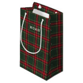 Classic Christmas Plaid Persoonlijke naam Klein Cadeauzakje (Voorkant Gekanteld)