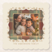 Classic Christmas Plaid Photo Template ID1141A Kartonnen Onderzetters (Voorkant)