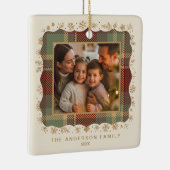Classic Christmas Plaid Photo Template ID1141A Keramisch Ornament (Rechts)