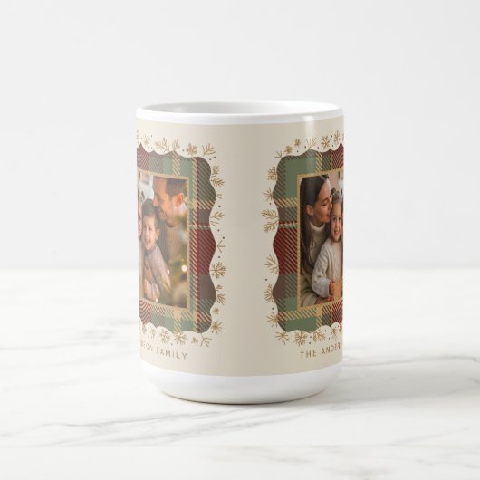 Classic Christmas Plaid Photo Template ID1141A Koffiemok (Center)