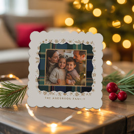 Classic Christmas Plaid Photo Template ID1141B Kartonnen Onderzetters