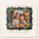 Classic Christmas Plaid Photo Template ID1141B Kartonnen Onderzetters (Voorkant)
