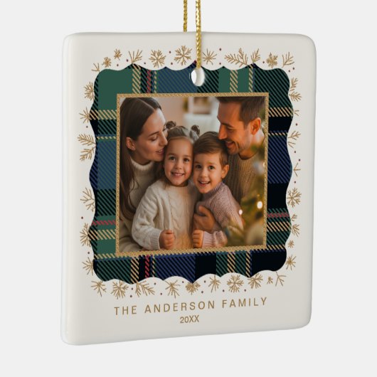 Classic Christmas Plaid Photo Template ID1141B Keramisch Ornament (Rechts)