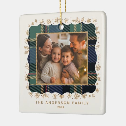 Classic Christmas Plaid Photo Template ID1141B Keramisch Ornament (Links)
