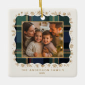 Classic Christmas Plaid Photo Template ID1141B Keramisch Ornament (Voorkant)