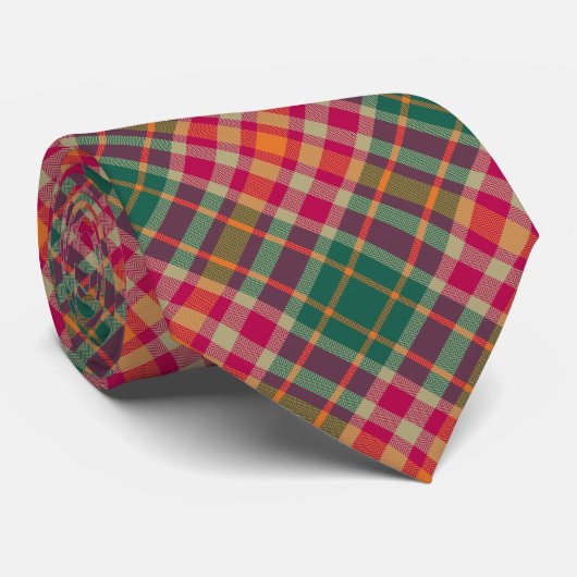 Classic Christmas Plaid Tie Festive Red and Green  Stropdas (Opgerold)