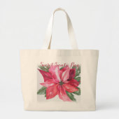 CLASSIC CHRISTMAS POINSETTIA FLOWER SECRET SANTA GROTE TOTE BAG (Voorkant)