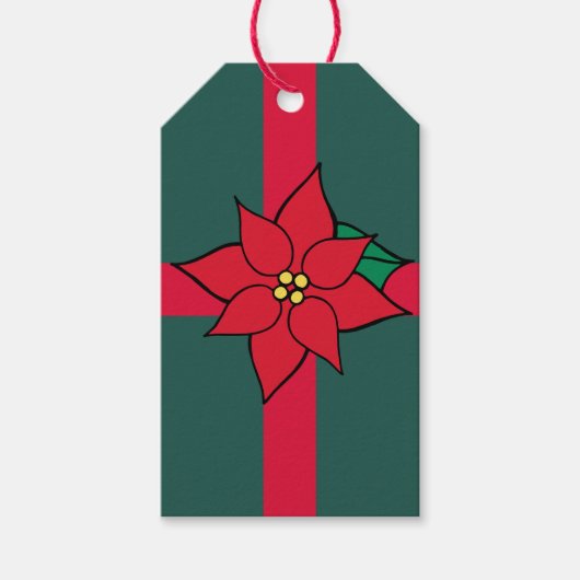 Classic Christmas Poinsettia Gift Labels Cadeaulabel (Voorkant)