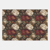 Classic Christmas Red and Cream Winter Floral Inpakpapier Vel (Voorkant)