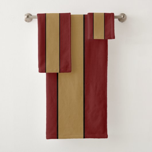 Classic Christmas Red And Gold Stripes Bad Handdoek (Insitu)