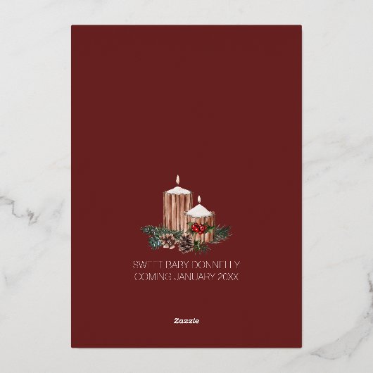 Classic Christmas Red Bundel van Joy Baby shower Folie Uitnodiging (Achterkant)