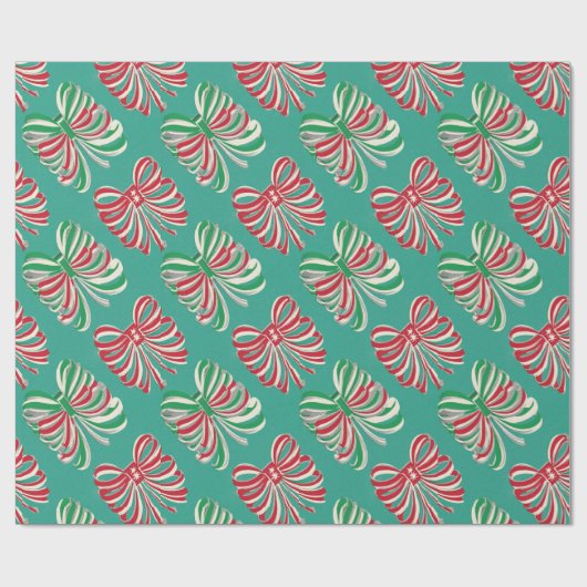 Classic Christmas Red, Green Candy Ribbon  Cadeaupapier (Vlak)
