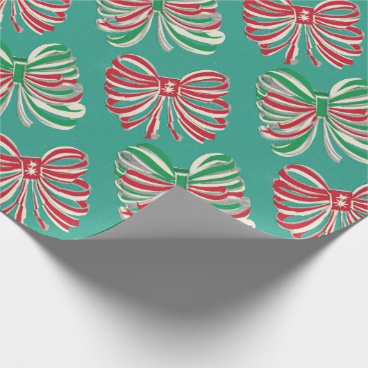 Classic Christmas Red, Green Candy Ribbon  Cadeaupapier (Hoek)