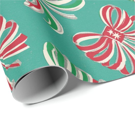 Classic Christmas Red, Green Candy Ribbon  Cadeaupapier (Rol Hoek)