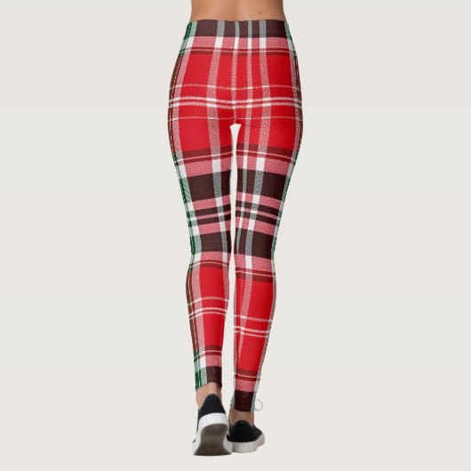 Classic Christmas Red Green Tartan Plaid Leggings (Achterkant)