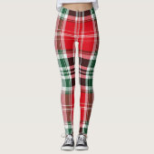 Classic Christmas Red Green Tartan Plaid Leggings (Voorkant)