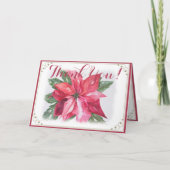 CLASSIC CHRISTMAS RED POINSETTIA FLOWER DANK U BEDANKKAART (Voorkant)