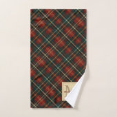 Classic Christmas Red Tartan Plaid Monogram Naam Bad Handdoek (Handdoek)