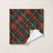 Classic Christmas Red Tartan Plaid Monogram Naam Bad Handdoek (Wasdoekje)