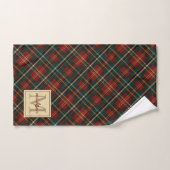 Classic Christmas Red Tartan Plaid Monogram Naam Bad Handdoek (Handdoek)