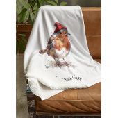 Classic Christmas Robin, custom  Sherpa Deken