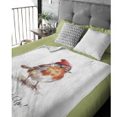 Classic Christmas Robin, custom  Sherpa Deken
