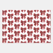 Classic Christmas Santa Sleigh Trees Red Bows Inpakpapier Vel (Voorkant 3)