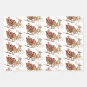 Classic Christmas Santa Sleigh Trees Red Bows Inpakpapier Vel (Voorkant 2)