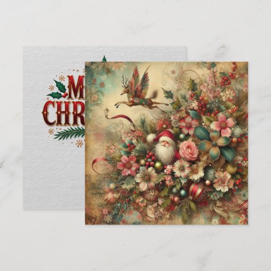 Classic Christmas Santa Wenskaart (Voorkant / Achterkant)