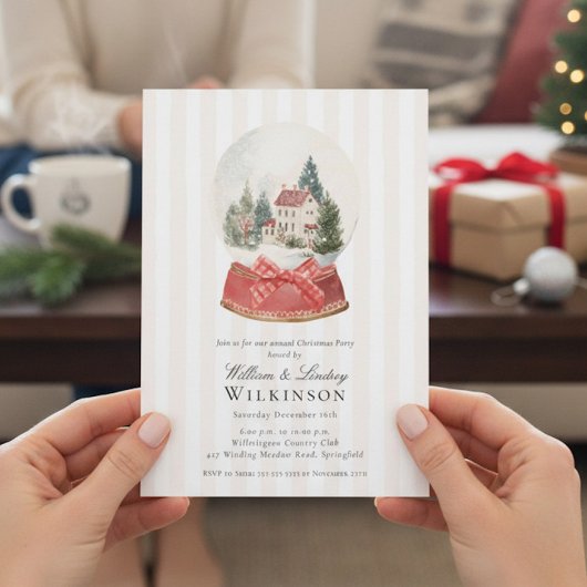 Classic Christmas Snow Globe Invite Kaart