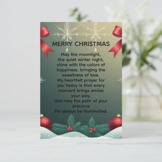 Classic Christmas Snowflake Border with Red Bows Aankondiging (Staand voorkant)