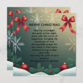 Classic Christmas Snowflake Border with Red Bows Aankondiging (Voorkant / Achterkant)