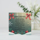 Classic Christmas Snowflake Border with Red Bows Aankondiging (Staand voorkant)