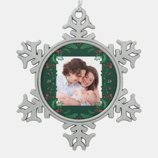 Classic Christmas Snowflake Ornament met Floram (Voorkant)