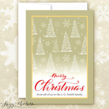 Classic Christmas Snowy Pines Flat Holiday Kaart