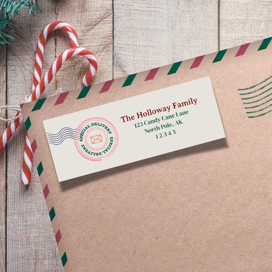 Classic Christmas Stamp Retour Adres Label