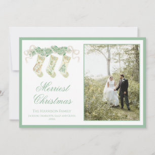 Classic Christmas Stocking Garland  2 Foto Feestdagenkaart