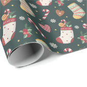 Classic Christmas Stockings Wrapping Paper Cadeaupapier (Rol Hoek)