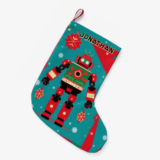 Classic Christmas Sweater Pattern Robot Kleine Kerstsok (Voorkant (Hangend))