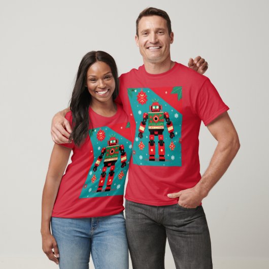 Classic Christmas Sweater Pattern Robot T-shirt (Unisex)