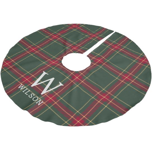 Classic Christmas Tartan Plaid Monogram Kerstboom Rok (Gekanteld)
