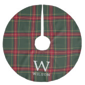 Classic Christmas Tartan Plaid Monogram Kerstboom Rok (Voorkant)