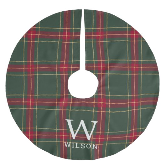 Classic Christmas Tartan Plaid Monogram Kerstboom Rok (Voorkant)