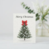 Classic Christmas Tree Red Bow Feestdagenkaart (Staand voorkant)