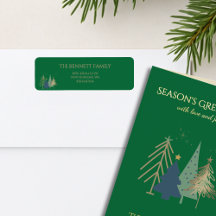 Classic Christmas Tree Seasons Greetings Gold Foil