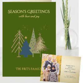 Classic Christmas Tree Seasons Greetings Gold Foil Folie Wenskaart