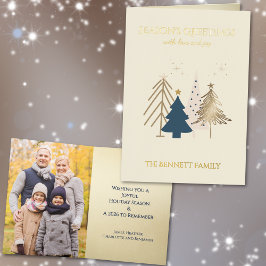 Classic Christmas Tree Seasons Greetings Gold Foil Folie Wenskaart
