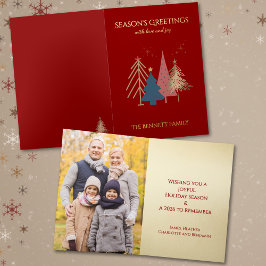 Classic Christmas Tree Seasons Greetings Gold Foil Folie Wenskaart